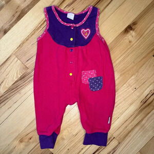 Vintage 90s 2nd Step Baby Girl Colorblock Romper Size 12 Months Heart Cute